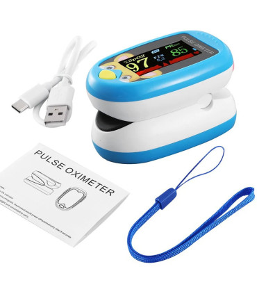 [Blue] Oxymètre de pouls au doigt pour enfants, aste, écran TFT, sangle, lanière, compteur de s
