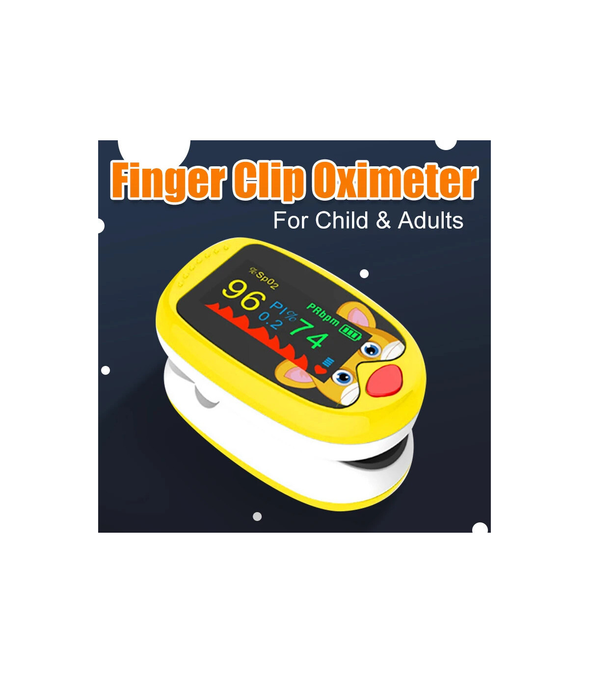 [Blue] Oxymètre de pouls au doigt pour enfants, aste, écran TFT, sangle, lanière, compteur de s