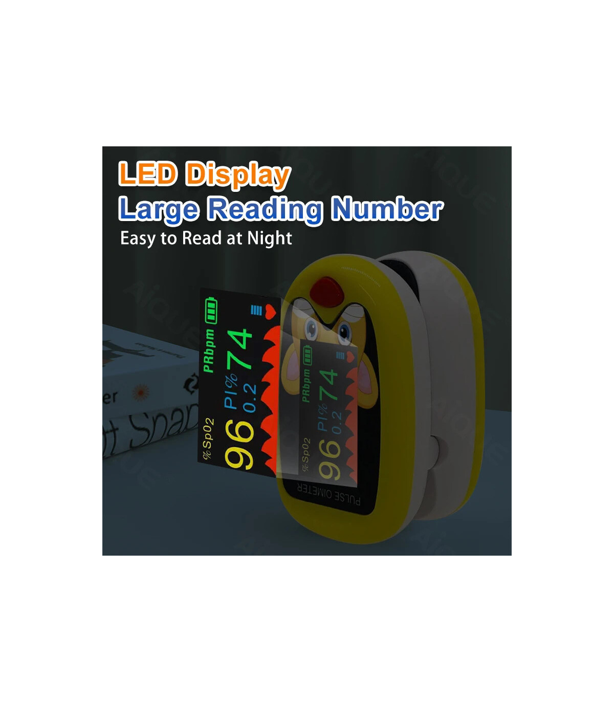 [Blue] Oxymètre de pouls au doigt pour enfants, aste, écran TFT, sangle, lanière, compteur de s