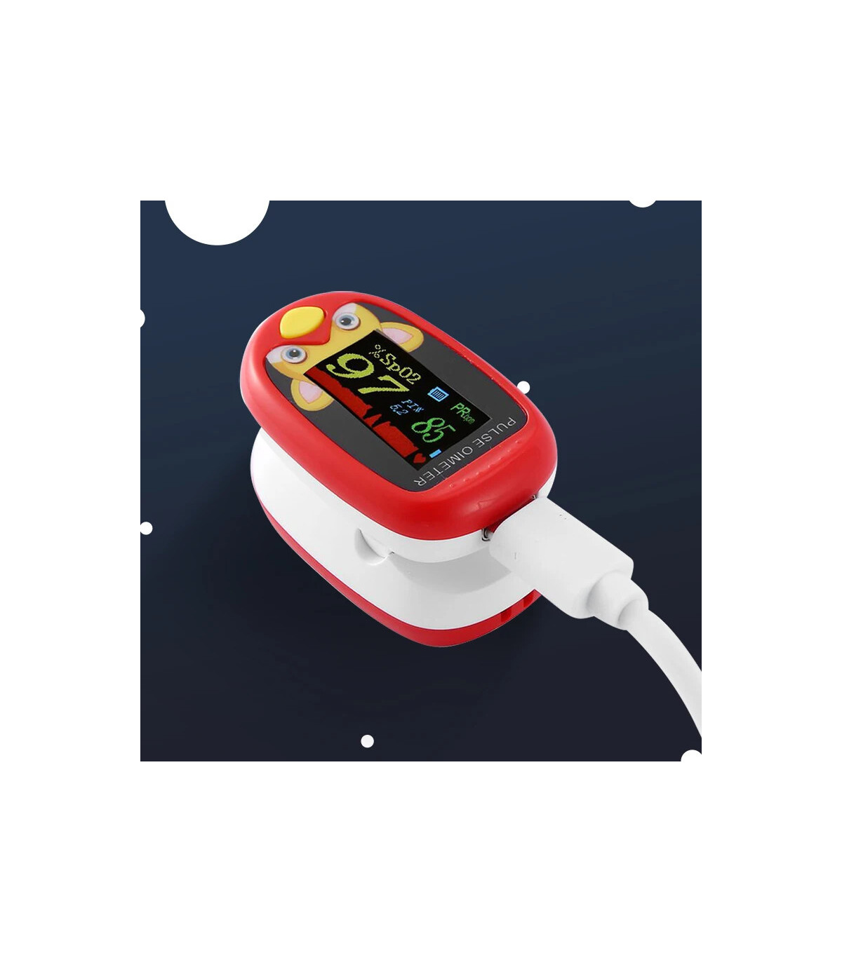 [Blue] Oxymètre de pouls au doigt pour enfants, aste, écran TFT, sangle, lanière, compteur de s