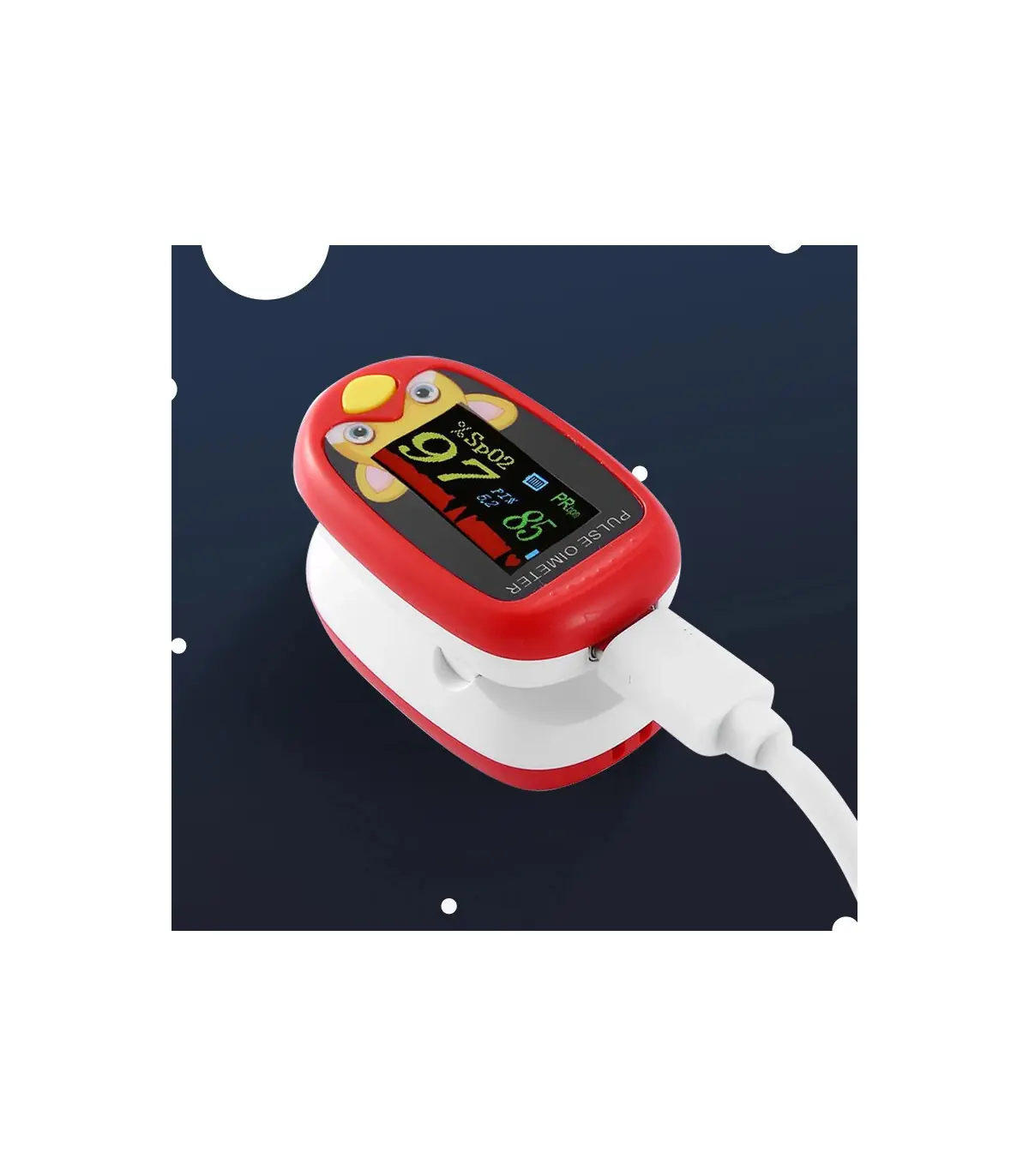 [Blue] Oxymètre de pouls au doigt pour enfants, aste, écran TFT, sangle, lanière, compteur de s