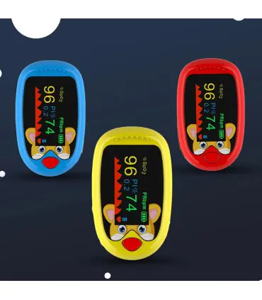 [Blue] Oxymètre de pouls au doigt pour enfants, aste, écran TFT, sangle, lanière, compteur de s