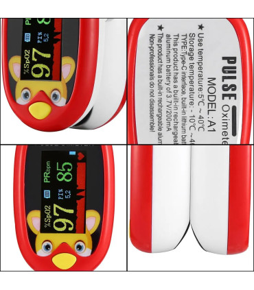[Blue] Oxymètre de pouls au doigt pour enfants, aste, écran TFT, sangle, lanière, compteur de s