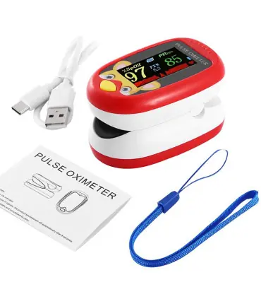 [Red] Oxymètre de pouls au doigt pour enfants, aste, écran TFT, sangle, lanière, compteur de sa