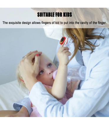 [Red] Oxymètre de pouls au doigt pour enfants, aste, écran TFT, sangle, lanière, compteur de sa