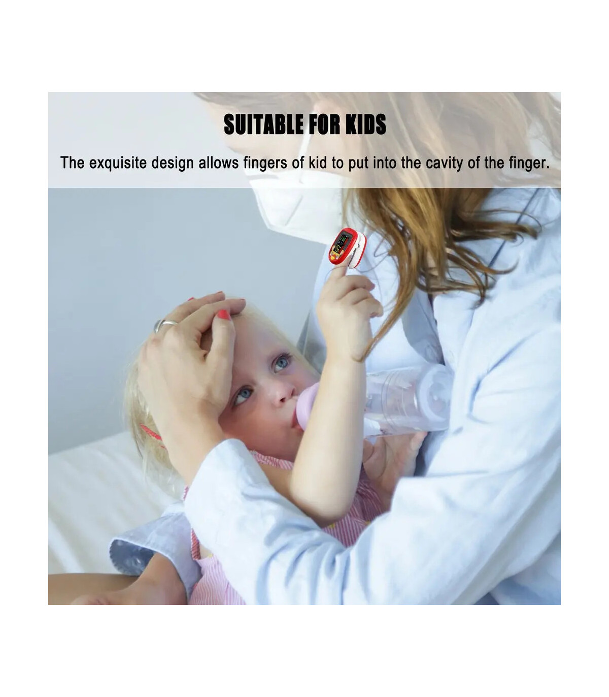 [Red] Oxymètre de pouls au doigt pour enfants, aste, écran TFT, sangle, lanière, compteur de sa