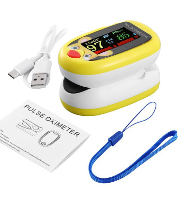 [Yellow] Oxymètre de pouls au doigt pour enfants, aste, écran TFT, sangle, lanière, compteur de