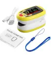 [Yellow] Oxímetro de pulso de dedo para niños, asta, pantalla TFT, correa, cordón, contador de