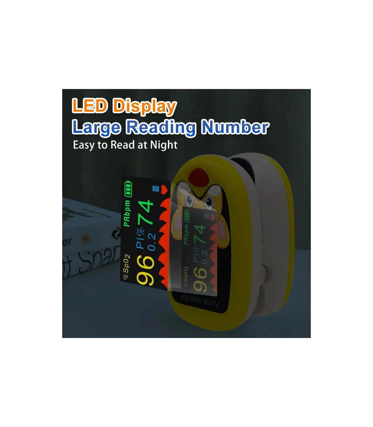 [Yellow] Oxymètre de pouls au doigt pour enfants, aste, écran TFT, sangle, lanière, compteur de