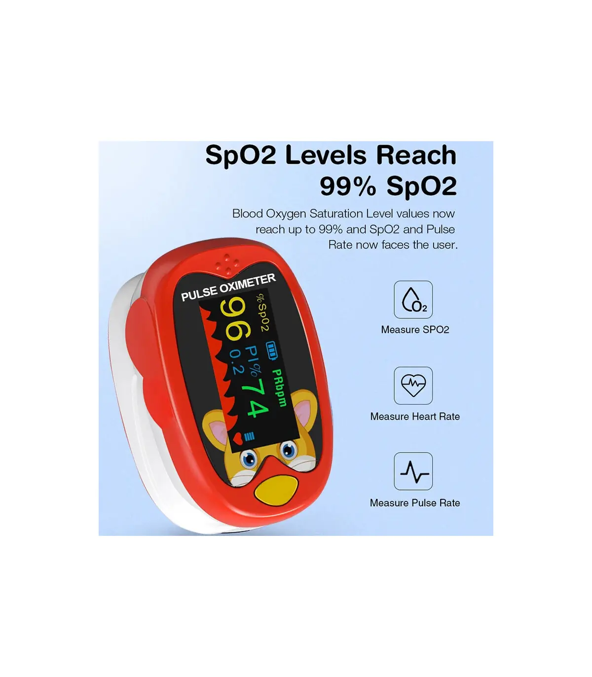 [Red] Oxymètre de pouls médical pour nourrissons, compteur de saturation d\'oxygène dans le sang