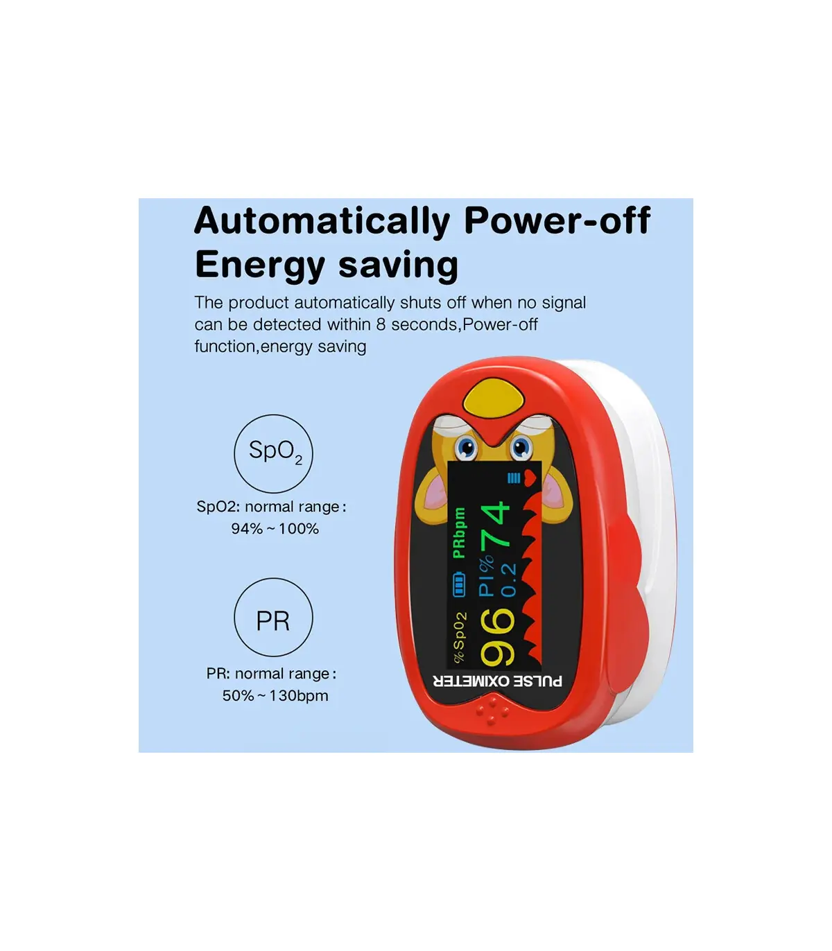 [Red] Oxymètre de pouls médical pour nourrissons, compteur de saturation d\'oxygène dans le sang