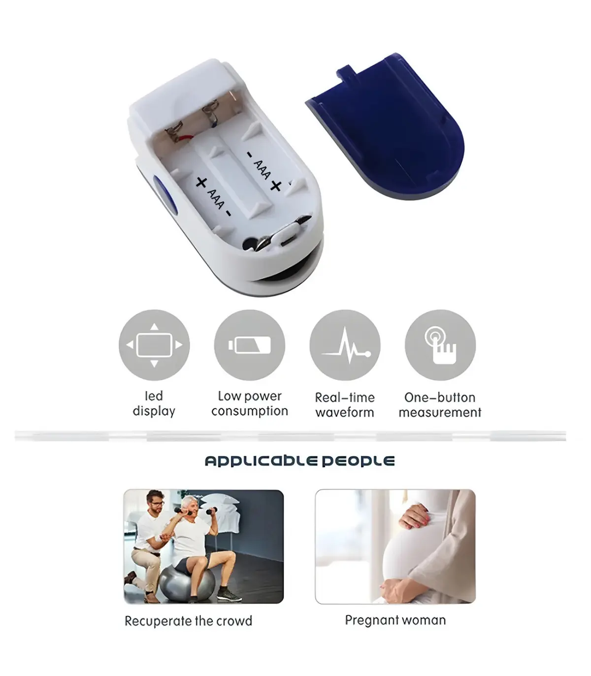 [Blue] Oxymètre de pouls au doigt pour pédiatrie et enfant, pulsoximètre médical, compteur de s