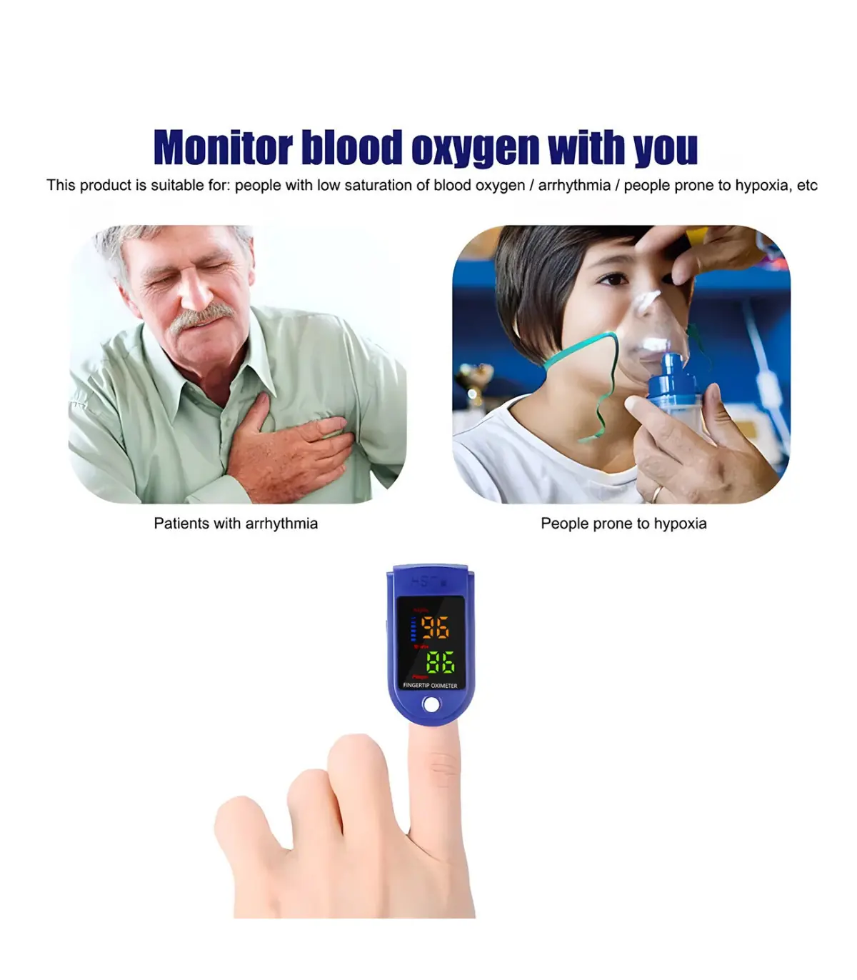 [Blue] Oxymètre de pouls au doigt pour pédiatrie et enfant, pulsoximètre médical, compteur de s