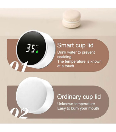 [BLANC 200ml] Tasse d\'eau isolée en acier inoxydable 304, équipée d\'un écran d\'affichage de la 