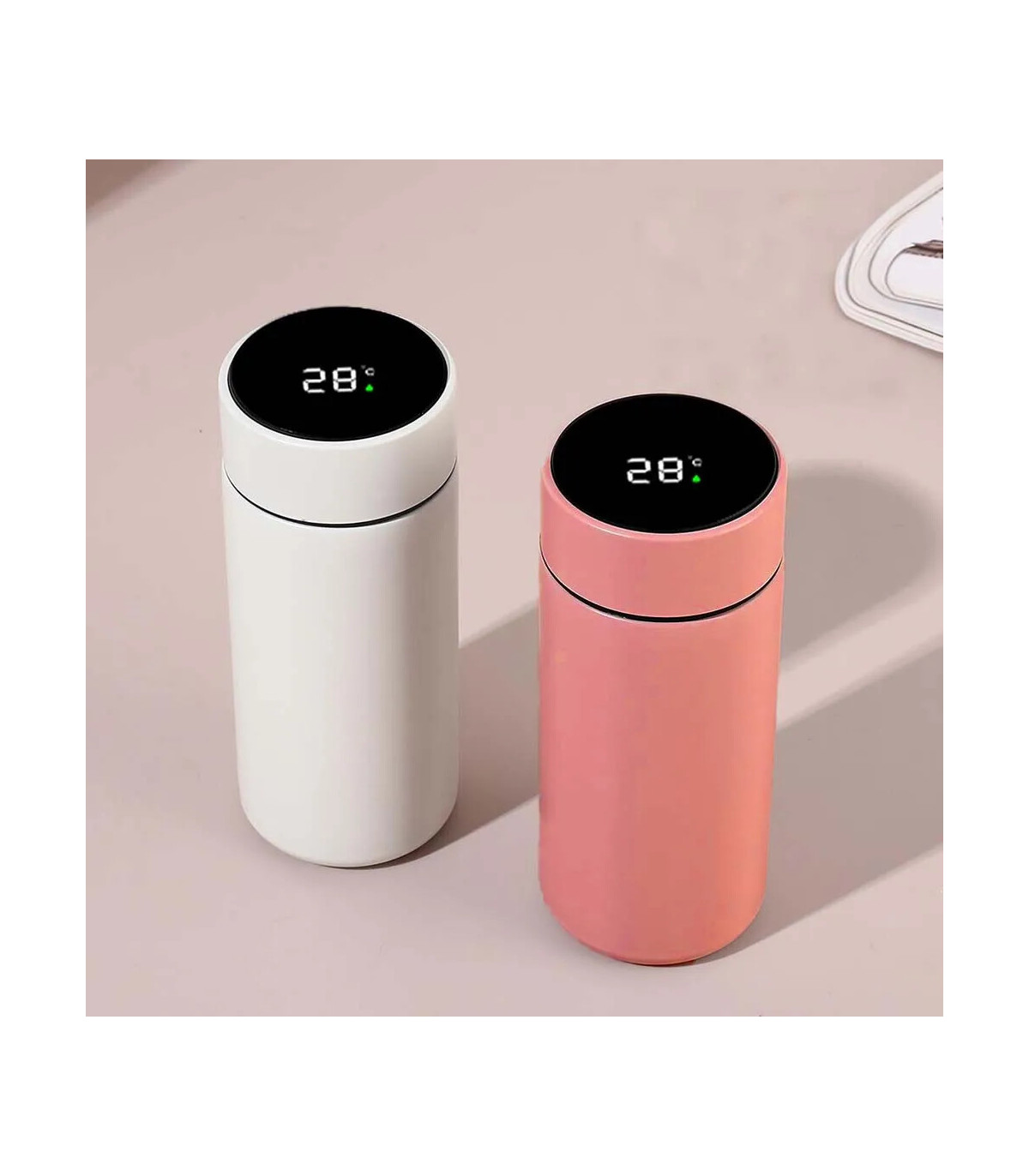[Rose 200ml] Tasse d\'eau isolée en acier inoxydable 304, équipée d\'un écran d\'affichage de la t