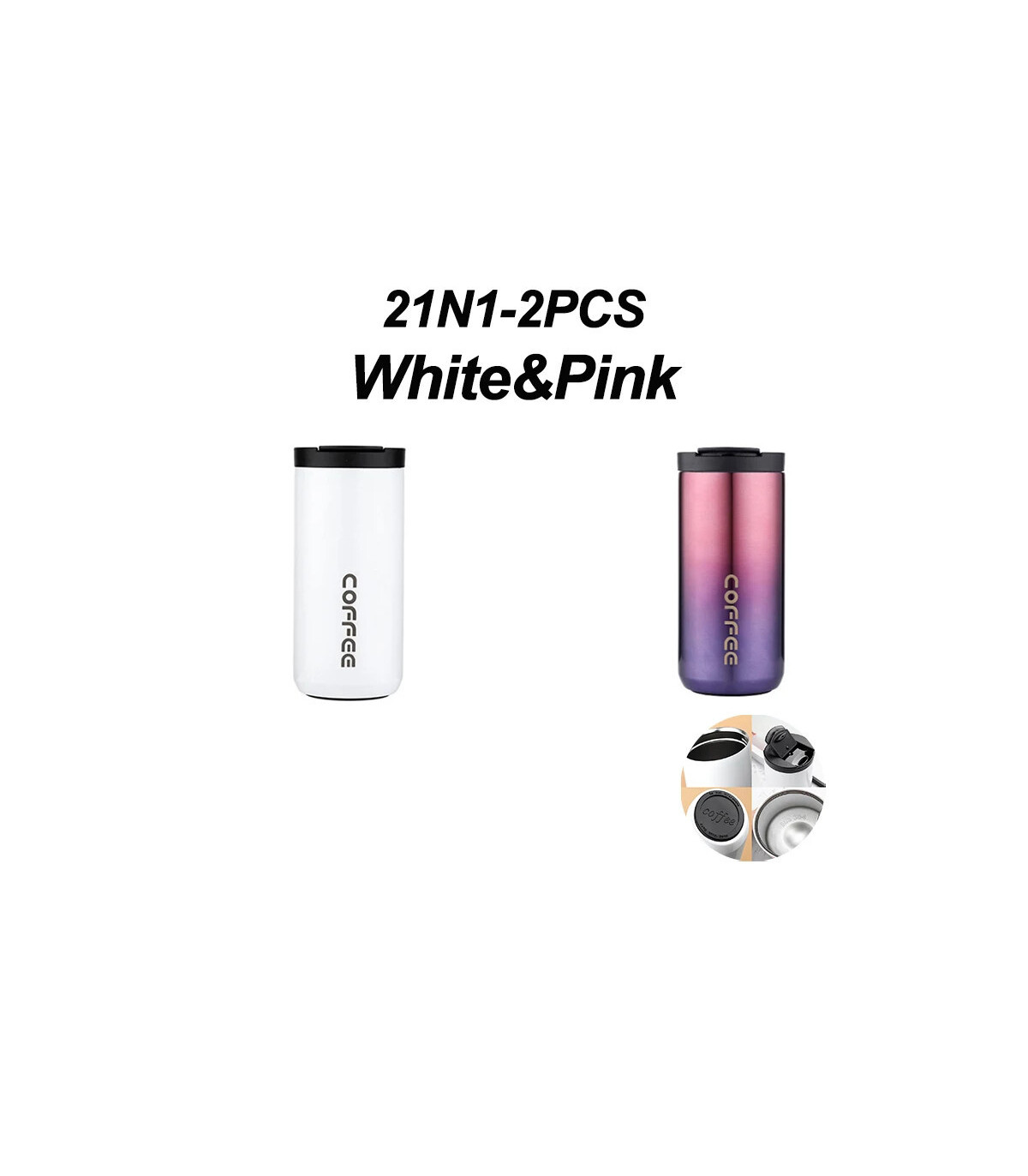 Ensemble 2 pièces thermos café 400ML design moderne