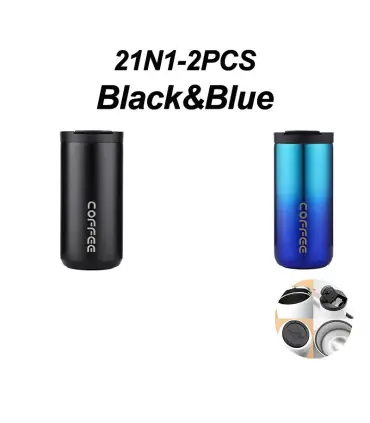 [Black-Blue-2PCS 500ML] Bouteille Thermos à café en acier inoxydable de 400ML, tasse thermique,