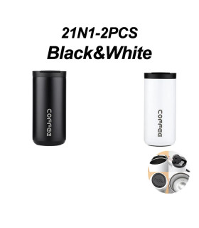 [Black-White-2PCS 500ML] Bouteille Thermos à café en acier inoxydable de 400ML, tasse thermique