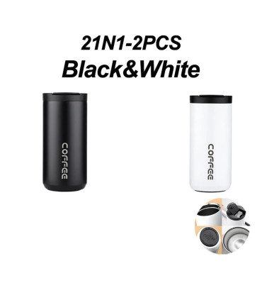 Pack 2 pièces thermos noir et blanc isolé double paroi