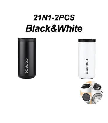 [Black-White-2PCS 500ML] Bouteille Thermos à café en acier inoxydable de 400ML, tasse thermique