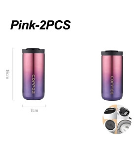 [Pink-2PCS 500ML] Bouteille Thermos à café en acier inoxydable de 400ML, tasse thermique, flaco