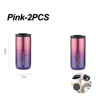 [Pink-2PCS 500ML] Bouteille Thermos à café en acier inoxydable de 400ML, tasse thermique, flaco
