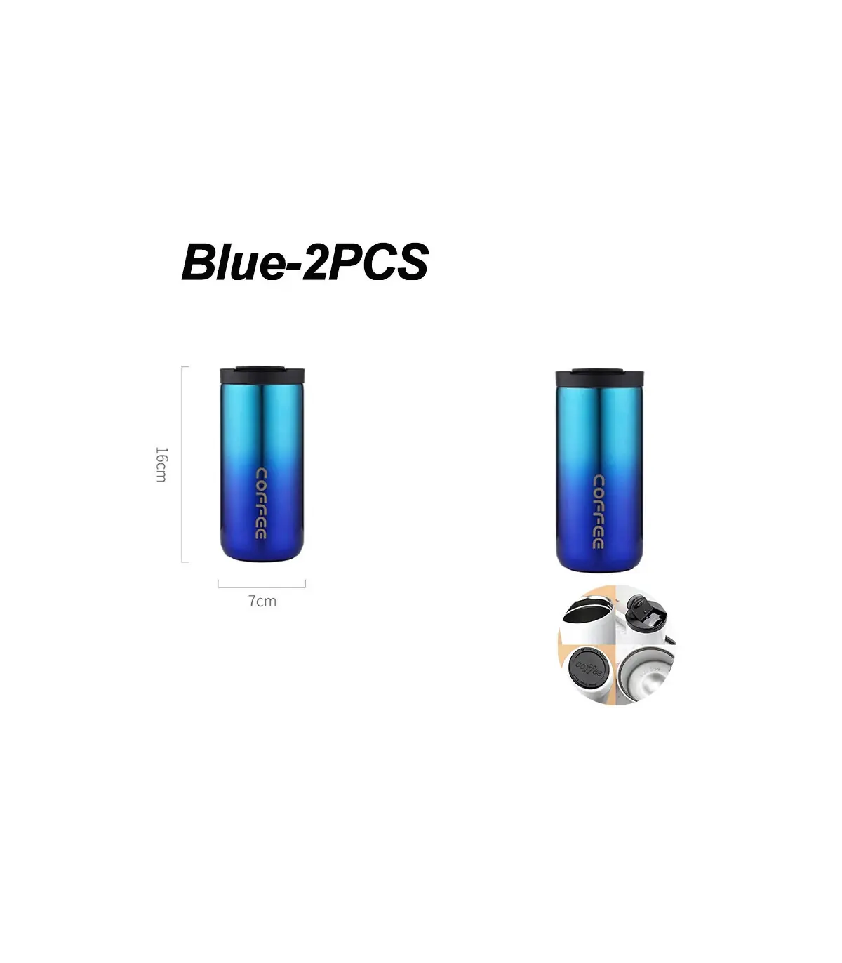 [Blue-2PCS 500ML] Bouteille Thermos à café en acier inoxydable de 400ML, tasse thermique, flaco