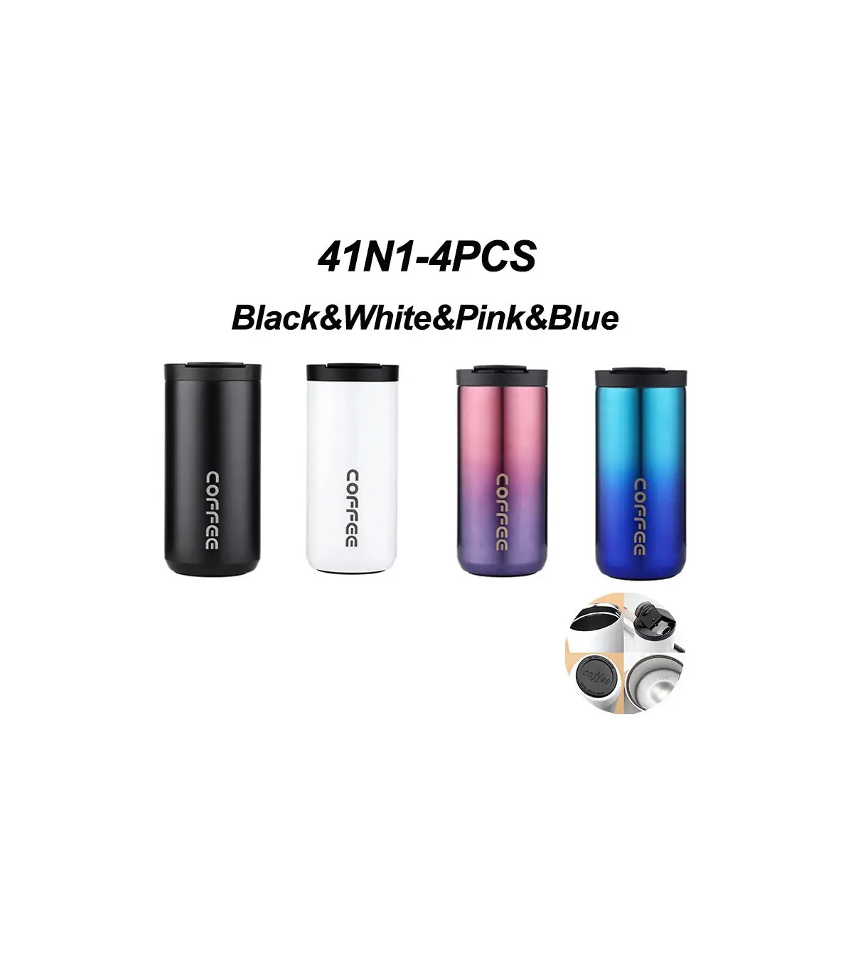 [SUIT-4PCS 500ML] Bouteille Thermos à café en acier inoxydable de 400ML, tasse thermique, flaco