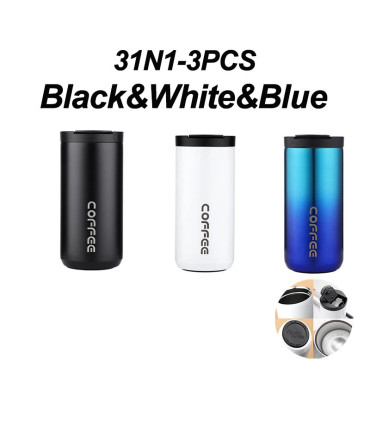 [Black-White-Blue 500ML] Bouteille Thermos à café en acier inoxydable de 400ML, tasse thermique