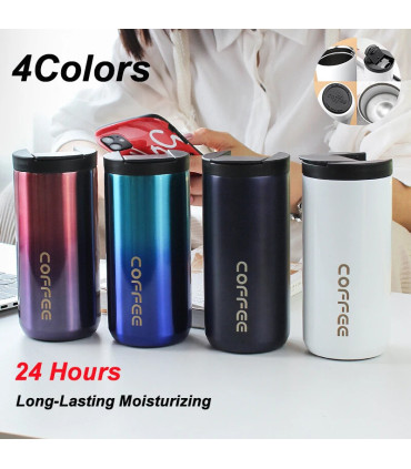 [Black-White-Blue 500ML] Bouteille Thermos à café en acier inoxydable de 400ML, tasse thermique