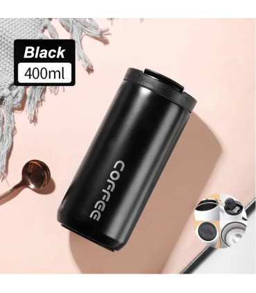[Black 500ML] Bouteille Thermos à café en acier inoxydable de 400ML, tasse thermique, flacons s