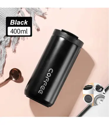 [Black 500ML] Bouteille Thermos à café en acier inoxydable de 400ML, tasse thermique, flacons s
