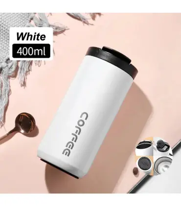 [White 500ML] Bouteille Thermos à café en acier inoxydable de 400ML, tasse thermique, flacons s