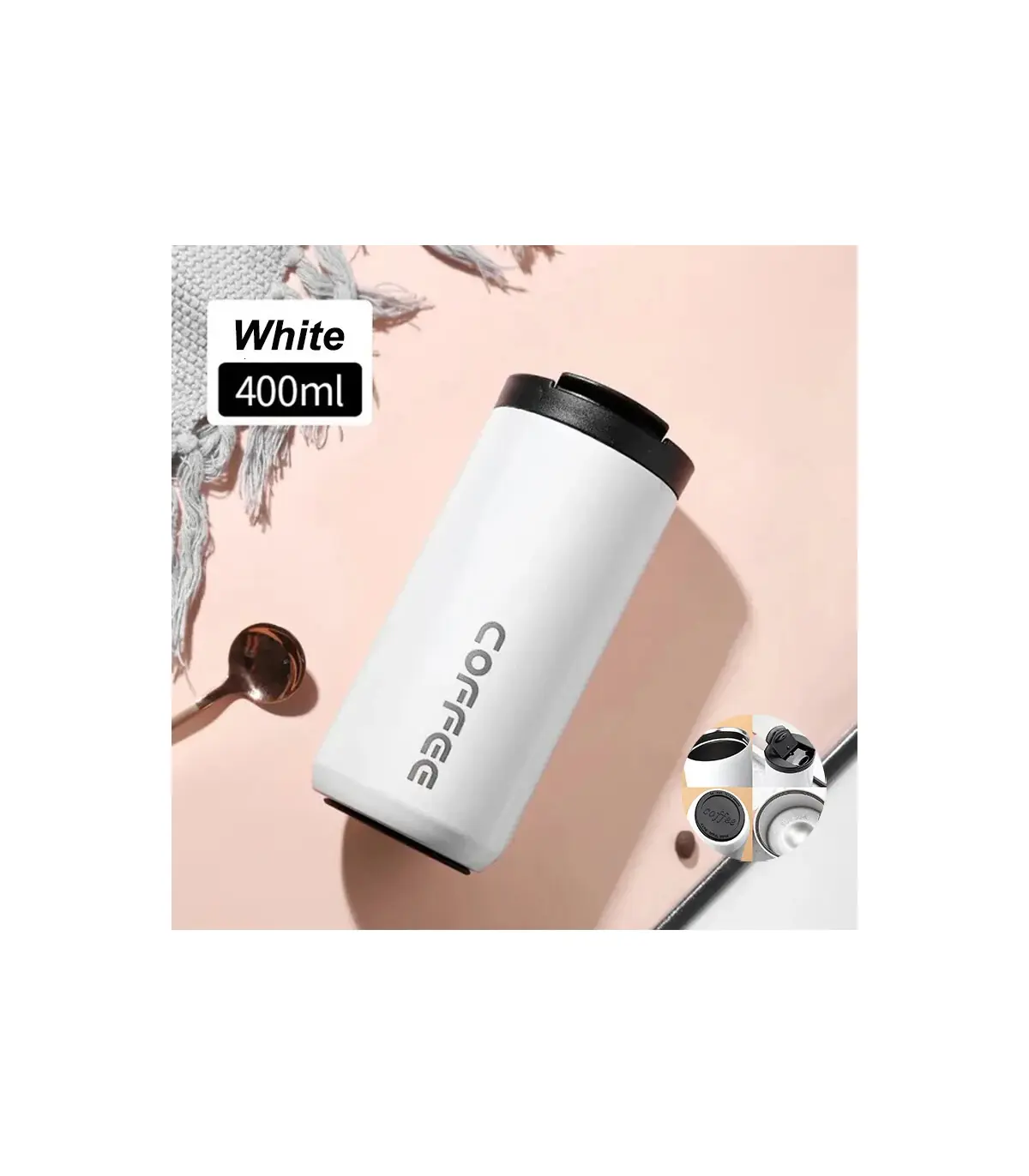 [White 500ML] Bouteille Thermos à café en acier inoxydable de 400ML, tasse thermique, flacons s