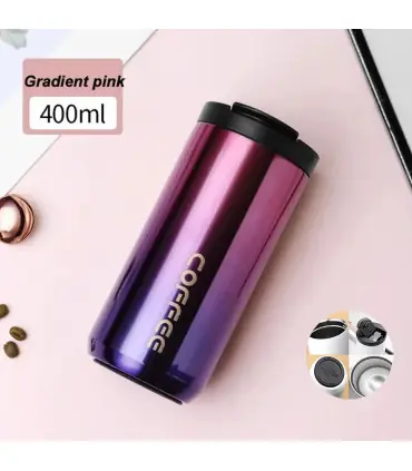[Pink 500ML] Bouteille Thermos à café en acier inoxydable de 400ML, tasse thermique, flacons so