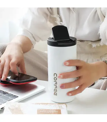 [Pink 500ML] Bouteille Thermos à café en acier inoxydable de 400ML, tasse thermique, flacons so