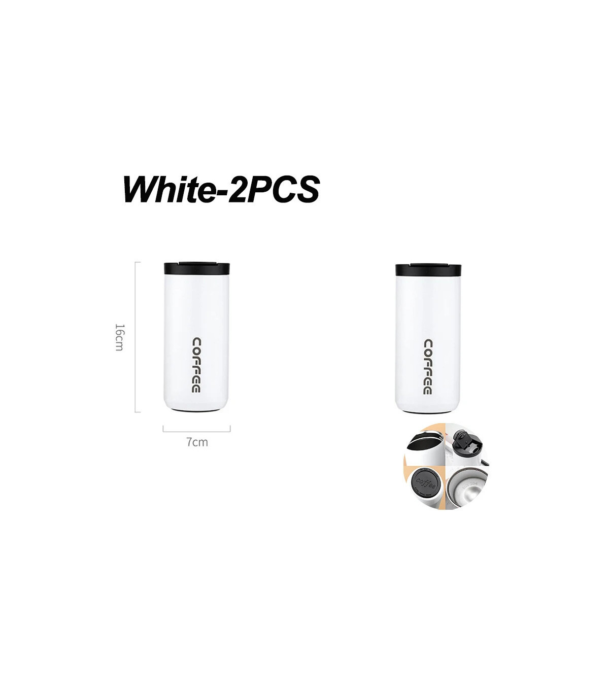 [White-2PCS 500ML] Bouteille Thermos à café en acier inoxydable de 400ML, tasse thermique, flac