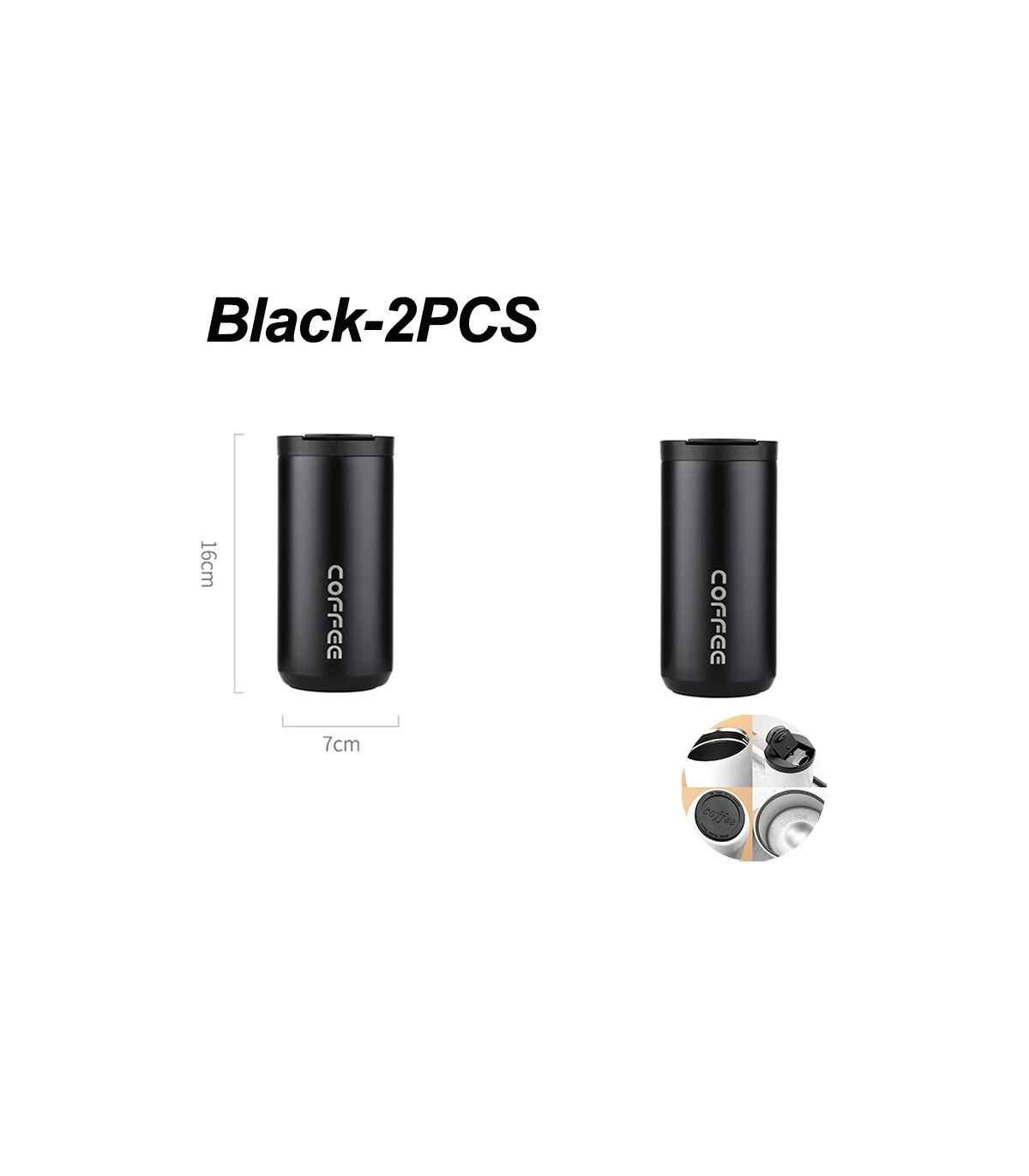 [Black-2PCS 500ML] Bouteille Thermos à café en acier inoxydable de 400ML, tasse thermique, flac