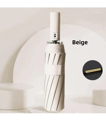 [Beige] Parapluie automatique 24 os 106 cm pour hommes et femmes à l\'extérieur grand parapluie 