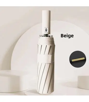 [Beige] Parapluie automatique 24 os 106 cm pour hommes et femmes à l\'extérieur grand parapluie 