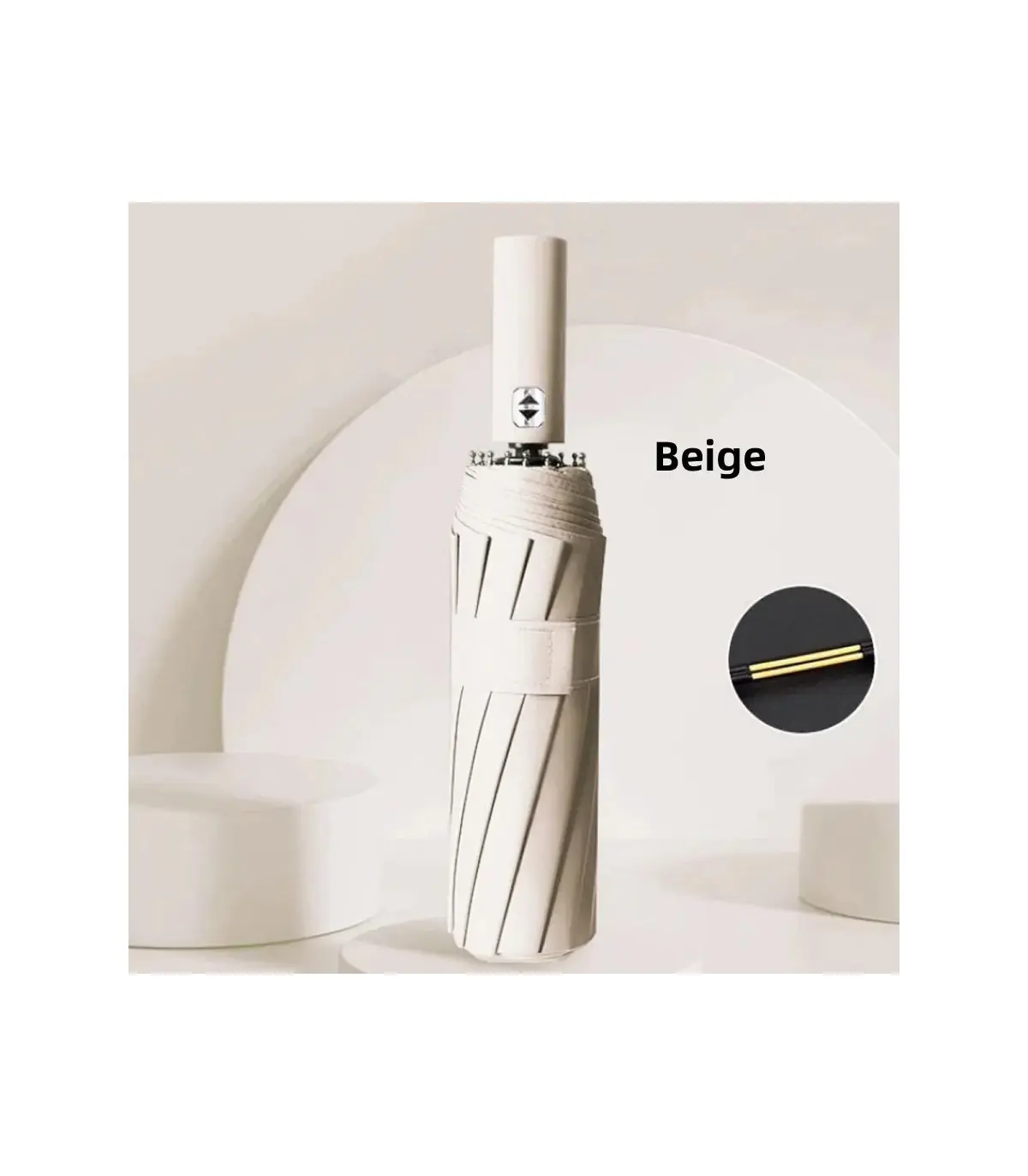 [Beige] Parapluie automatique 24 os 106 cm pour hommes et femmes à l\'extérieur grand parapluie 