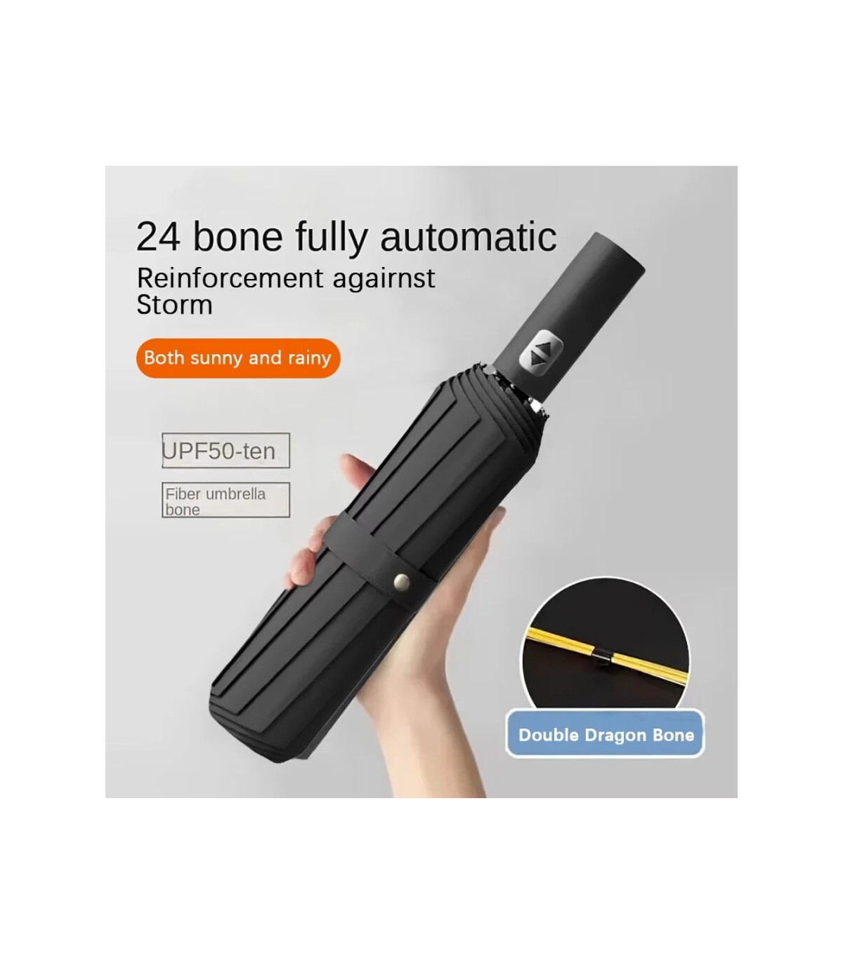 [Red] Parapluie automatique 24 os 106 cm pour hommes et femmes à l\'extérieur grand parapluie pl