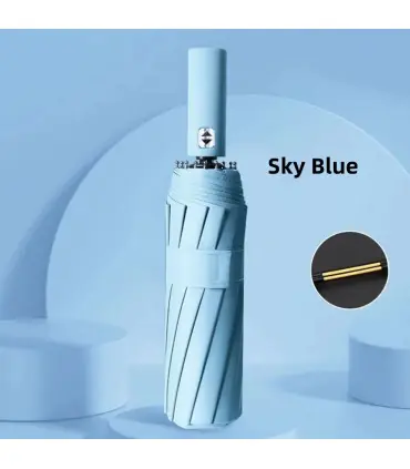 [Sky Blue] Parapluie automatique 24 os 106 cm pour hommes et femmes à l\'extérieur grand paraplu