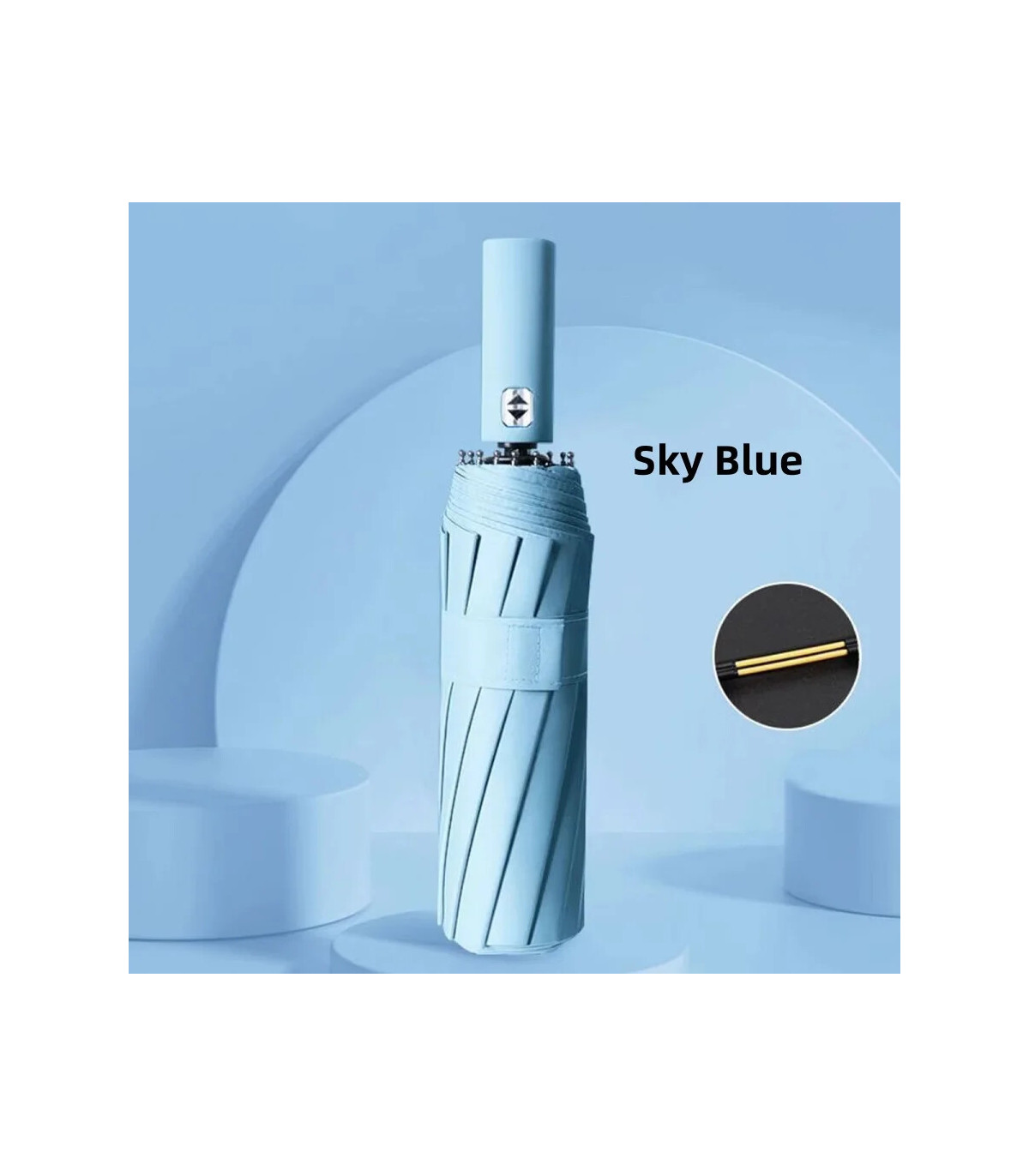 [Sky Blue] Parapluie automatique 24 os 106 cm pour hommes et femmes à l\'extérieur grand paraplu