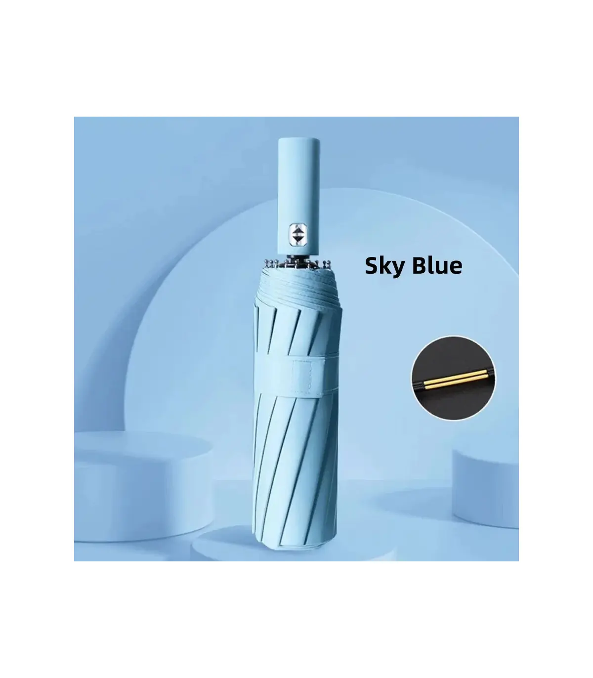 [Sky Blue] Parapluie automatique 24 os 106 cm pour hommes et femmes à l\'extérieur grand paraplu