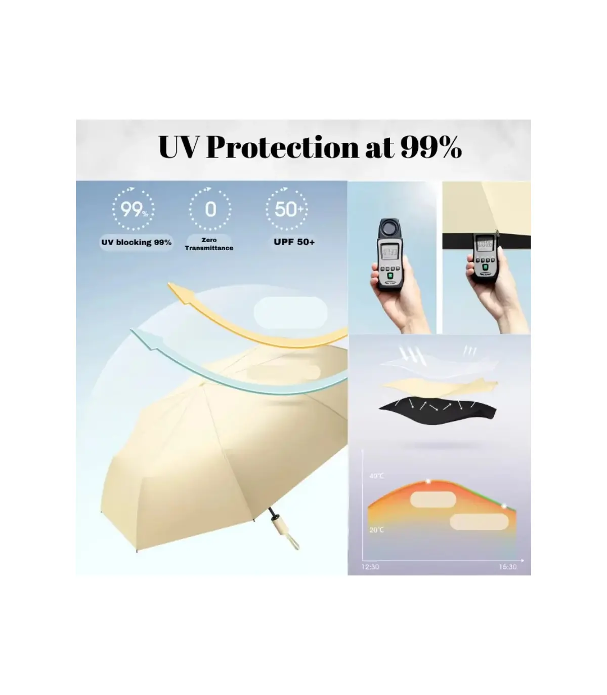 [Sky Blue] Parapluie automatique 24 os 106 cm pour hommes et femmes à l\'extérieur grand paraplu