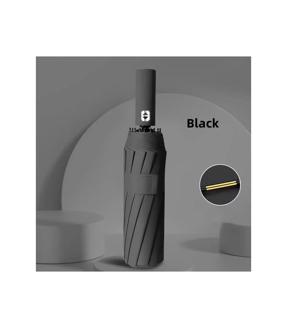 [Black] Parapluie automatique 24 os 106 cm pour hommes et femmes à l\'extérieur grand parapluie 