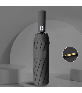 [Schwarz] Automatischer Regenschirm mit 24 Stangen, 106 cm für Männer und Frauen, großer Regenschirm für den Außenbereich.