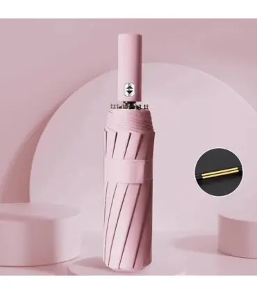 Parapluie automatique 24 os 106 cm, grand, pliant, pour hommes et femmes, idéal pour la pluie et le soleil [Couleur Rose]