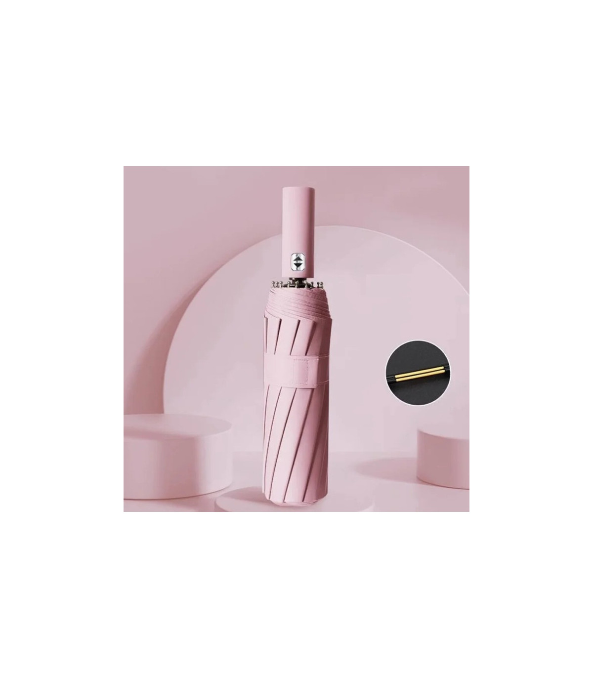 Parapluie automatique 24 os 106 cm, grand, pliant, pour hommes et femmes, idéal pour la pluie et le soleil [Couleur Rose]